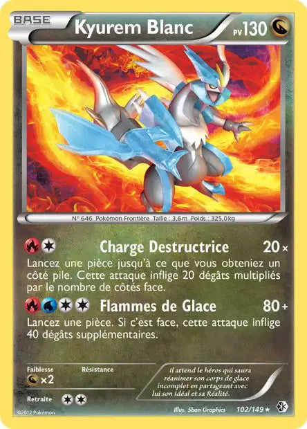 Kyurem Blanc 102/149 – Holo Pokémon TCG – Série Frontières Franchies (État Poor)