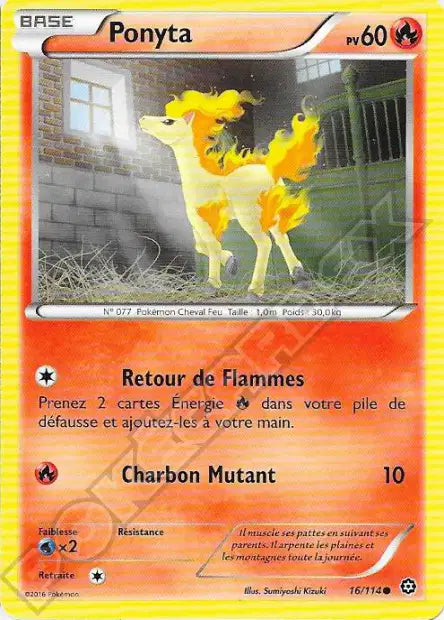 Carte Pokémon Ponyta 16/114 – Reverse Holo – Série Offensive Vapeur (État Mint)