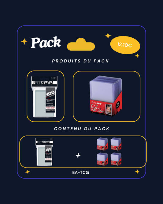 Pack Protection Cartes – 100 Fit Sleeves Ultra Pro + 100 Toploaders Ultra Pro (Pokémon, Yu-Gi-Oh!, Magic, Lorcana, TCG)